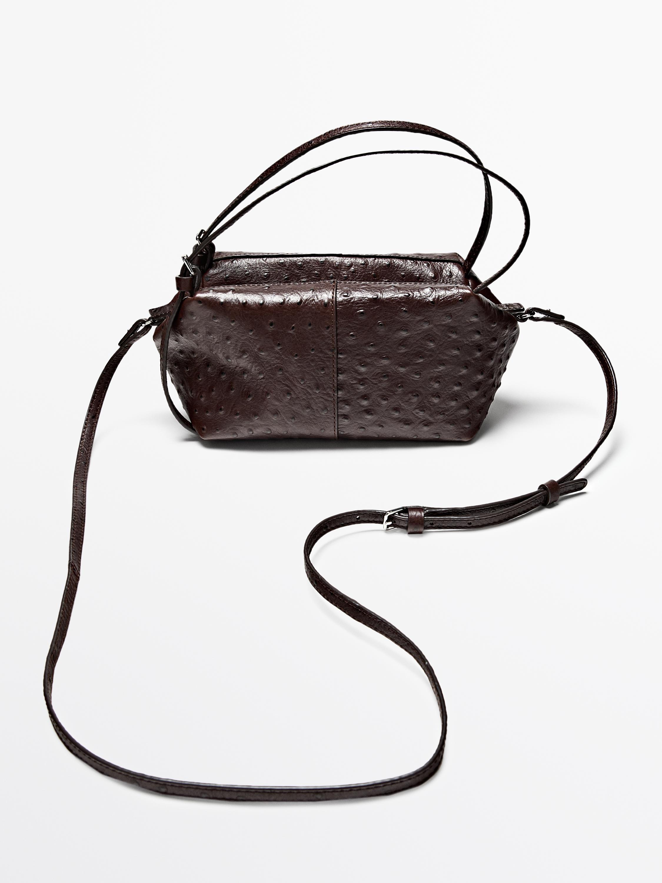 Textured leather mini satchel bag